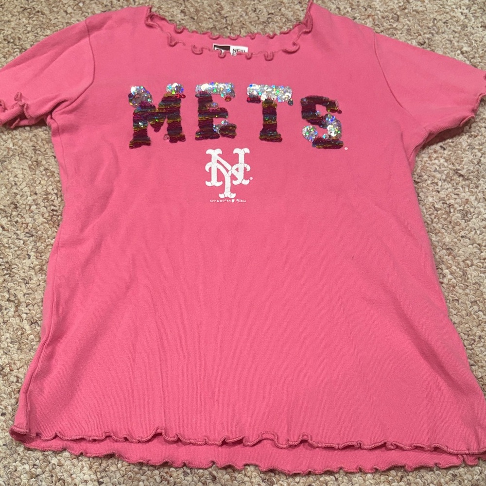 New Era Pink Mets Kids Tee